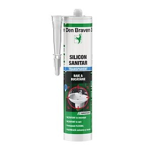 Silicon Sanitar Pentru Spatii Umede, Transparent, Aplicare Pistol, 280 ml  Den Braven Diy