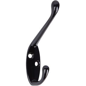 Cuier perete, 2 agatatori, metal, negru