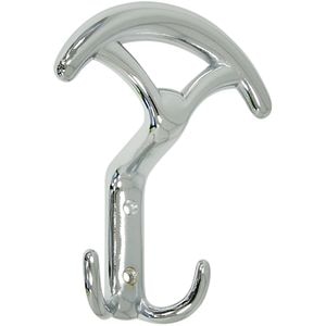 Cuier perete, 2 agatatori, metal, argintiu