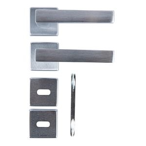 Maner usa, rozeta 50 x 50 mm, cheie, crom satin • Clio