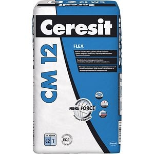 Adeziv flexibil pentru gresie si faianta CERESIT CM 12, gri, interior/exterior, 25 kg