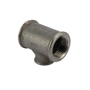Teu redus negru, racord 1 x 1/2