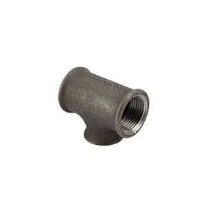 Teu redus negru, racord 1 x 3/4