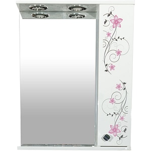 Oglinda baie cu dulap SANITOP Print, 54 x 16 x 68 cm, iluminare LED, alb