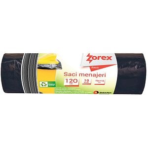 Saci menajeri ZOREX Basic, 10 buc, 120 l, negru