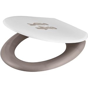 Capac WC GOODHOME Genoa, inchidere lenta, plastic, alb/gri