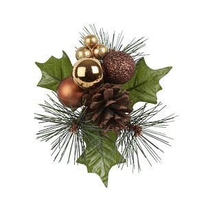 Decoratiune Craciun, plastic, 14 cm, verde-maro