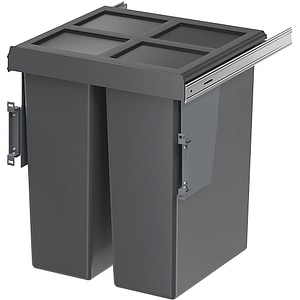 Cos de gunoi GOODHOME 101049003, incorporabil, 3 compartimente, 64l, plastic, gri