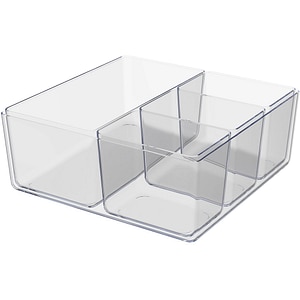Set 5 cutii organizare baie Koros GOODHOME, 23.6 x 23.6 x 8.9, polietilena, transparent