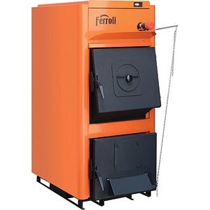 Cazan pe lemne din otel, portocaliu, 30 kW, 3 bar, 102 litri, 55 x 102,5 x 118,5 cm • Ferroli FSB PRO N 30