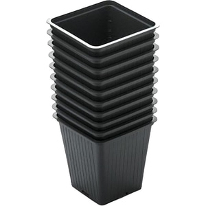 Set 10 ghivece rasad patrate NAPOCHIM, polipropilena, 7 x 7 x 6 cm, negru