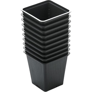 Set 10 ghivece rasad patrate NAPOCHIM, polipropilena, 8 x 8 x 7 cm, negru