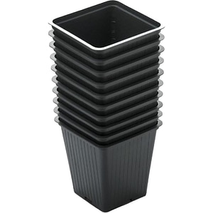 Set 10 ghivece rasad patrate NAPOCHIM, polipropilena, 9 x 9 x 10 cm, negru