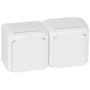 Priza dubla LEGRAND, interior, IP44, 16A, alb