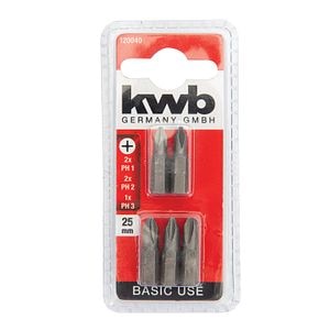 Set 5 biti Kwb, PH1, PH2, PH3, 25 mm