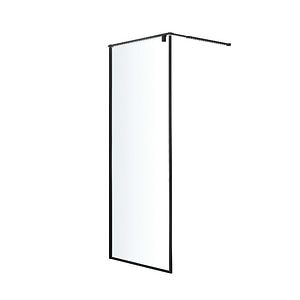 Paravan dus walk-in, metal si sticla, negru, 90 cm, 6 mm grosime • GoodHome Ezili