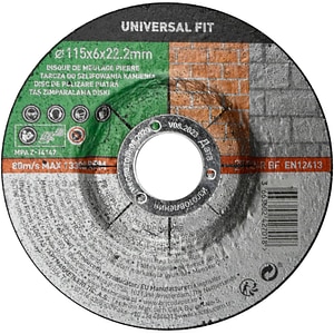 Disc polizare piatra Universal Fit, 115 x 6 mm, negru