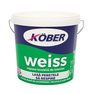 Vopsea lavabila Kober Weiss, alb, 8.5 L, Interior