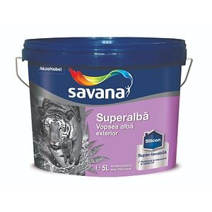 Savana vopsea superlavabila,superalba,pentru exterior SILICON 5L