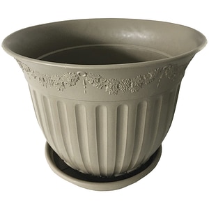 Set ghiveci cu farfurie rotund NAPOCHIM, polipropilena, 25 cm, bej 