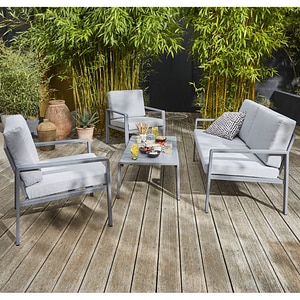 Set mobilier gradina GOODHOME Moorea, 4 piese, gri