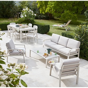 Set mobilier gradina GOODHOME Santorin Peyote, 4 piese, bej