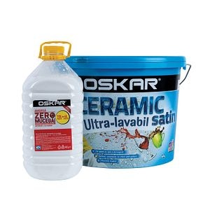 Vopsea ultralavabila + amorsa, interior/exterior, culoare alb, 15 L + 4 L • Oskar