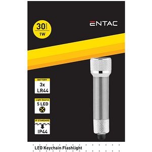 Lanterna Breloc LED ENTAC, 30 lm, 1W, IP44, argintiu