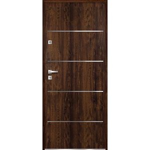 Usa de exterior pentru casa, metalica, nuc,  dreapta, 205 x 88 cm • Fortia Cecina