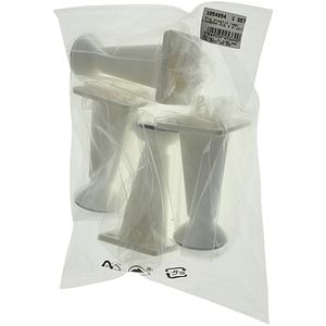 Set picior reglabil, plastic, 80 mm, alb, 4 bucati