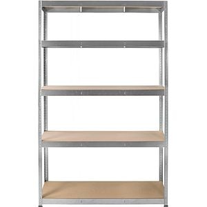 Raft 5 polite, 179 x 120 x 40 cm, sarcina maxima 200 kg, otel si lemn, argintiu/maro