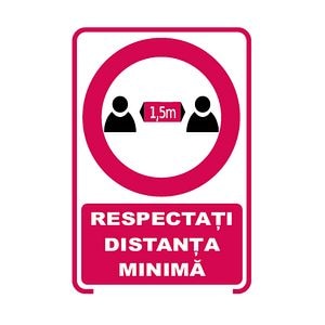 Indicator "Respectati Distanta Minima", 20X20 cm
