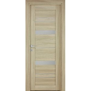 Usa interior Amyra, cu geam, reversibila, MDF, 88 x 203 cm, maro deschis