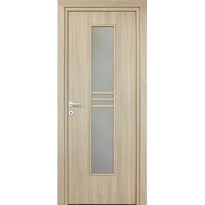 Usa de interior cu geam, maro, reversibila, mdf, 203 x 88 cm, toc inclus  Karpat