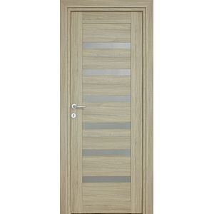 Usa de interior cu geam, maro, reversibila, mdf, 203 x 88 cm, toc inclus  Linneya