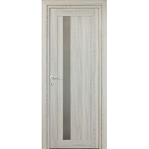 Usa de interior cu geam, gri, reversibila, mdf, 203 x 88 cm, toc inclus  Maya