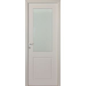 Usa de interior cu geam, alb, reversibila, mdf, 203 x 78 cm, toc inclus • Sara