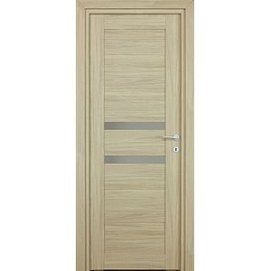 Usa de interior cu geam, maro, reversibila, mdf, 203 x 78 cm, toc inclus • Tisa