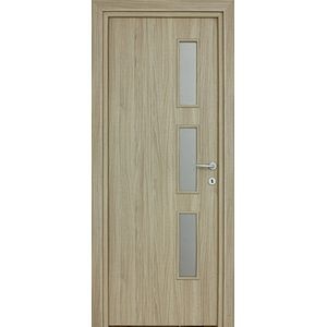 Usa de interior cu geam, maro, reversibila, mdf, 203 x 88 cm, toc inclus • Karpat