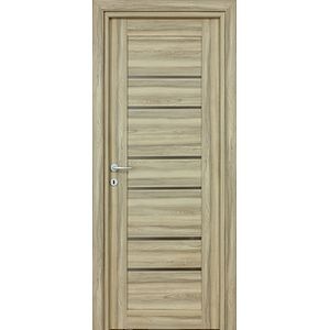 Usa de interior cu geam, maro, reversibila, mdf, 203 x 88 cm, toc inclus • Kira