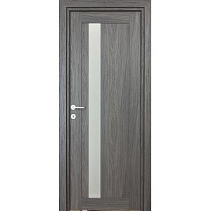 Usa de interior cu geam, negru, reversibila, mdf, 203 x 88 cm, toc inclus • Maya