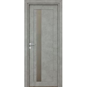 Usa de interior cu geam, gri, reversibila, mdf, 203 x 78 cm, toc inclus • Maya