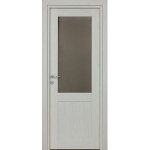Usa de interior cu geam, alb, reversibila, mdf, 203 x 88 cm, toc inclus • Mod