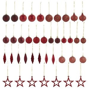 Set globuri de Craciun, 40 bucati, rosu
