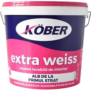 Vopsea lavabila Kober Extra Weiss, alb, 15 L, Interior