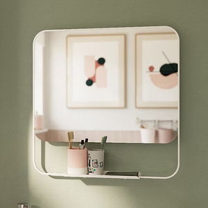 Oglinda baie GOODHOME Dunnet, 60.5 x 10 x 60.5 cm, alb