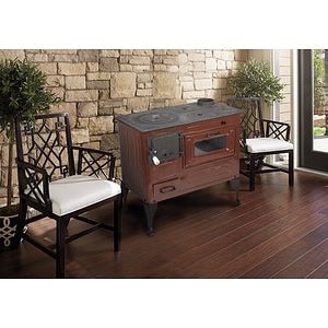 Soba de gatit pe lemne tip dreapta, tabla emailata, 6 kW, maro, 43,6 kg, 80 x 75 x 43,7 cm  Evotools Andra