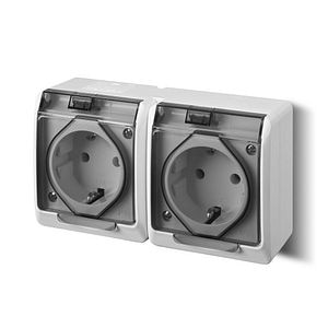 Priza dubla CP IP44, capac transparent  Hermes
