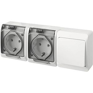 Intrerupator + priza dubla cu capac transparent  Hermes