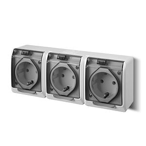 Priza tripla CP, IP44, capac transparent  Hermes